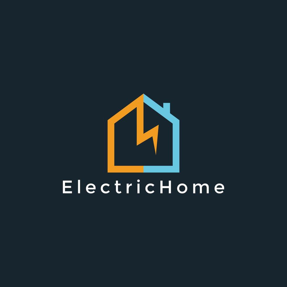 logo elettrico, casa con combinazione di fulmini, modello logo design elettrico, illustrazione vettoriale