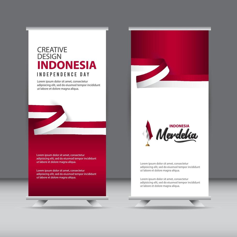 illustrazione felice di progettazione del modello di vettore del mercato creativo della celebrazione del giorno dell'indipendenza dell'indonesia