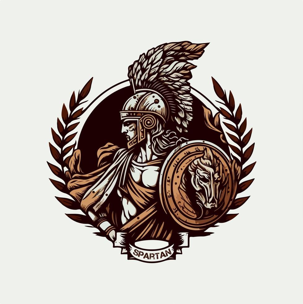 spartano forte portafortuna logo vettore illustrazione eps10