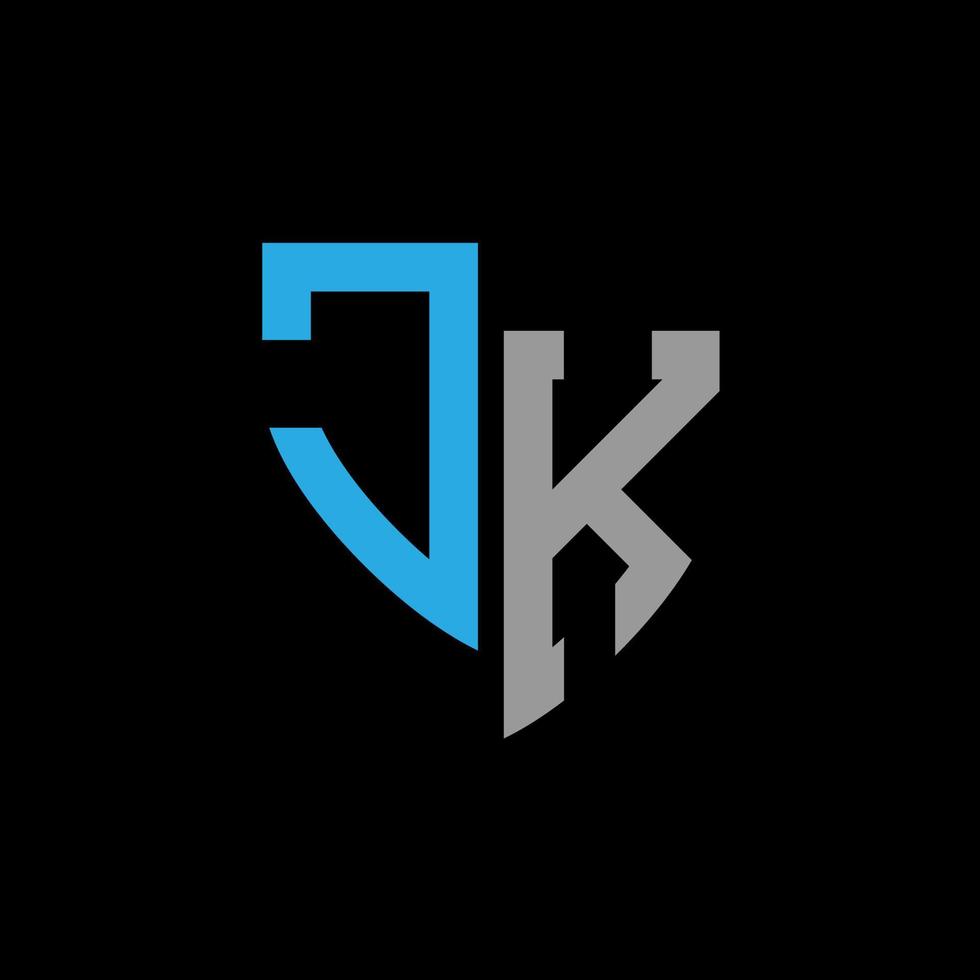 jk astratto monogramma logo design su nero sfondo. jk creativo iniziali lettera logo concetto. vettore