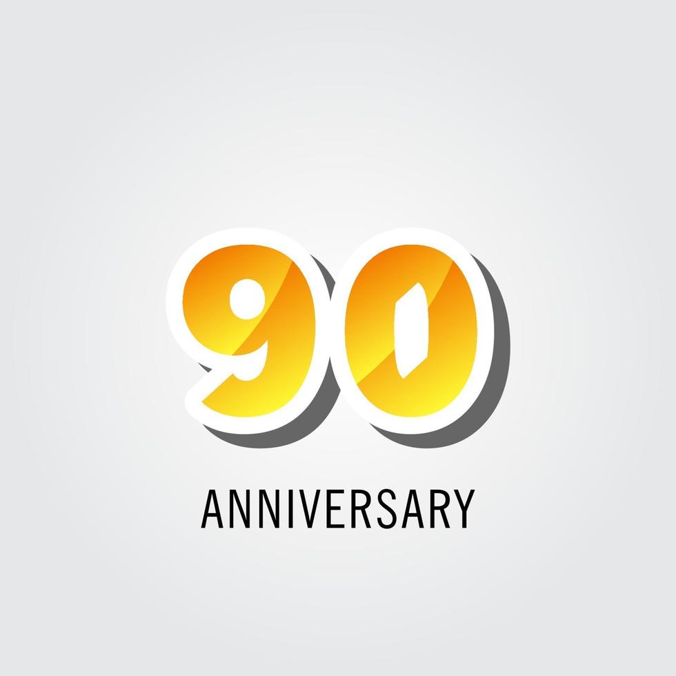 Illustrazione di progettazione del modello di vettore di logo della celebrazione di anniversario di 90 anni