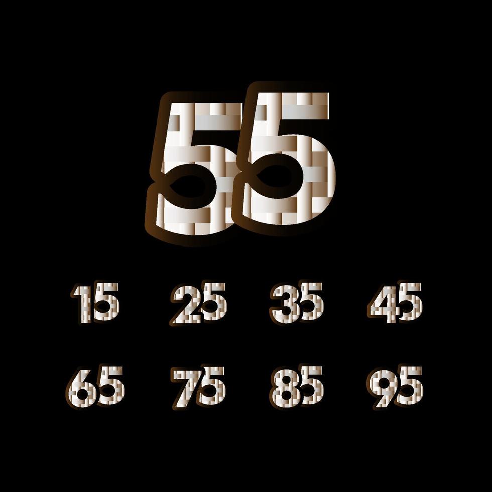 Illustrazione di disegno del modello di vettore di numero nero elegante di celebrazione di anniversario di 55 anni