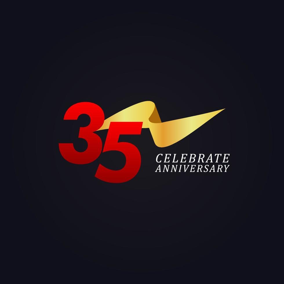 35 anni anniversario celebrazione elegante nastro d'oro vettore modello design illustrazione