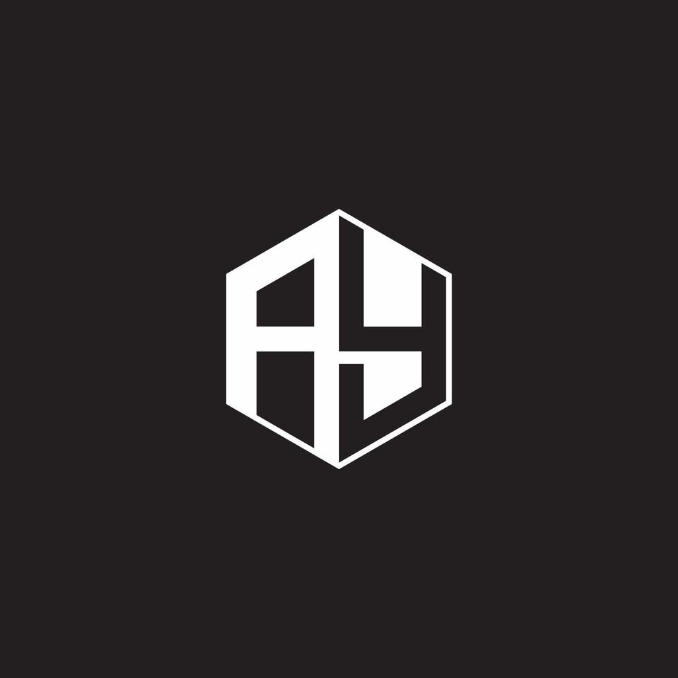 Ay logo monogramma esagono con nero sfondo negativo spazio stile vettore