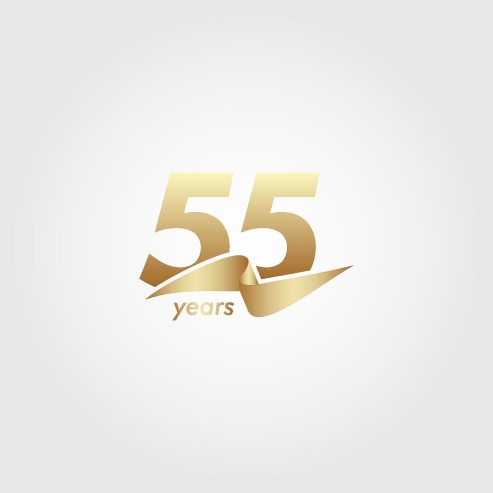 Illustrazione di progettazione del modello di vettore del nastro dell'oro di celebrazione di anniversario di 55 anni