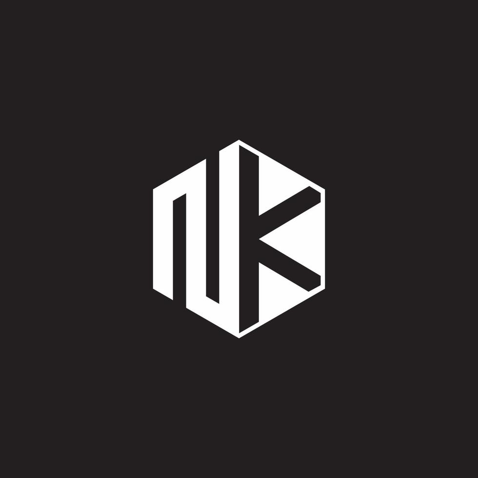nk logo monogramma esagono con nero sfondo negativo spazio stile vettore