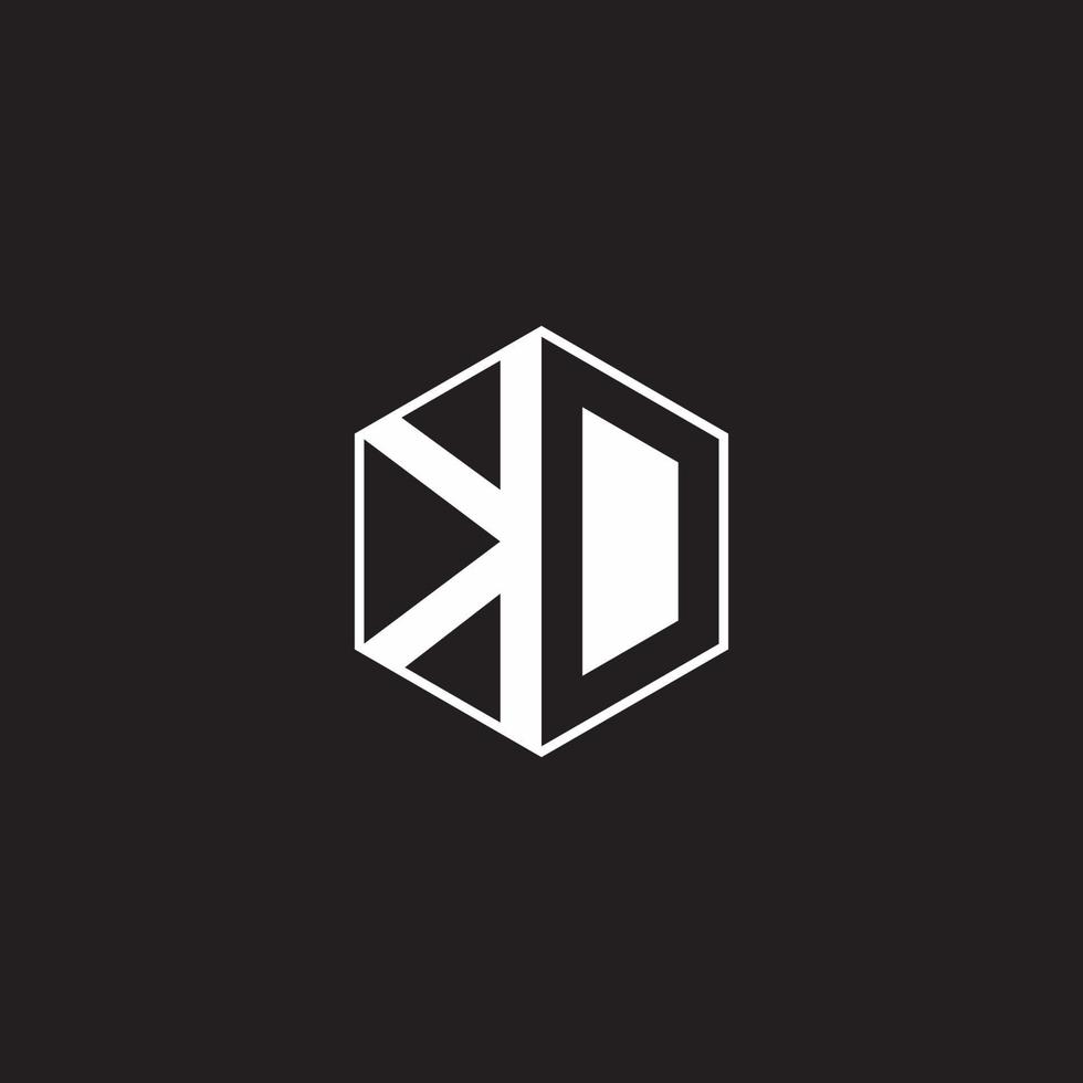 kd logo monogramma esagono con nero sfondo negativo spazio stile vettore