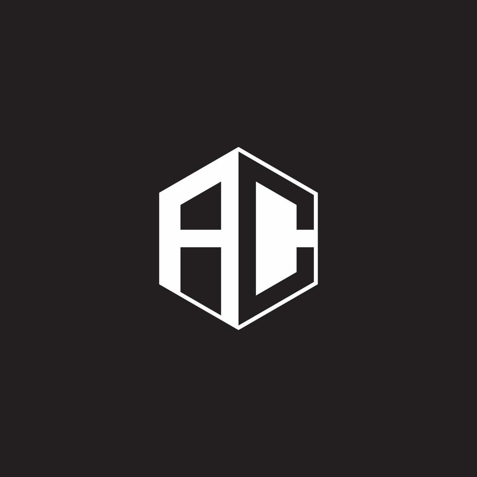 AC logo monogramma esagono con nero sfondo negativo spazio stile vettore