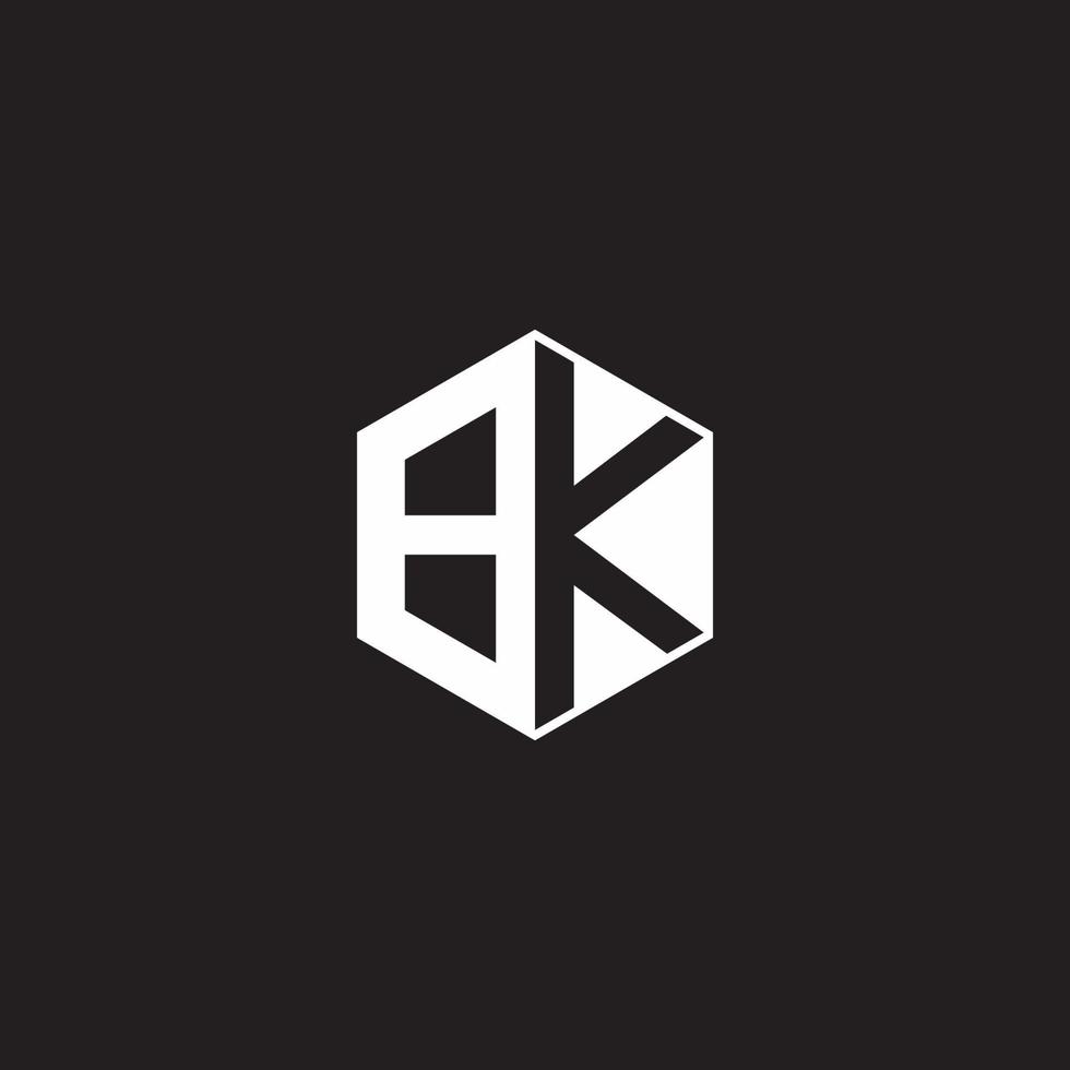 bk logo monogramma esagono con nero sfondo negativo spazio stile vettore