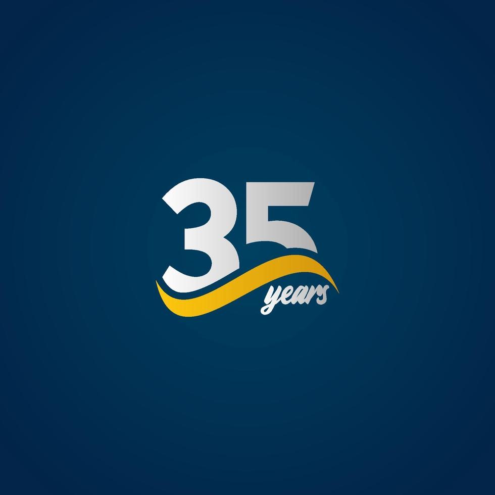 35 anni di anniversario celebrazione elegante bianco giallo blu logo modello vettoriale illustrazione design