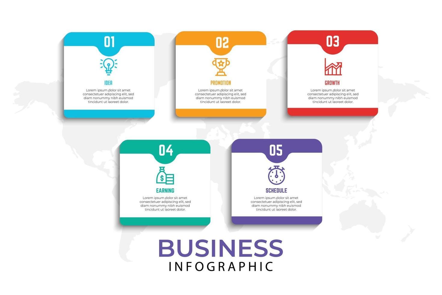 modello di elemento di business infografica, modello di processo passo vettore