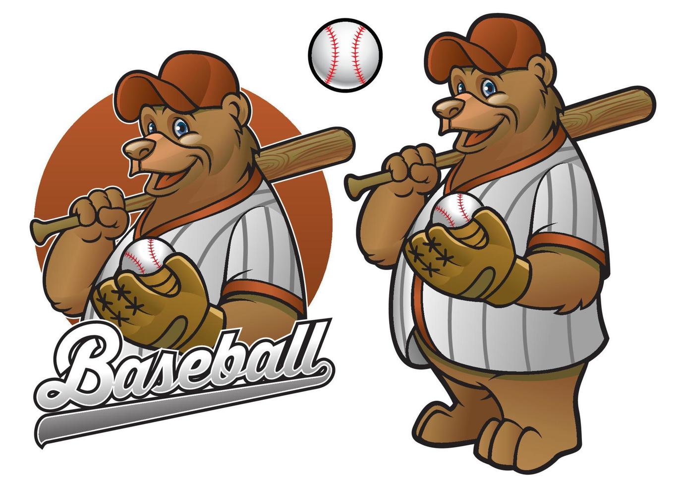 orso cartone animato baseball giocatore vettore