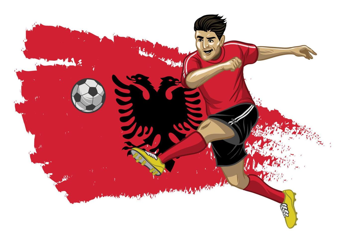 albanese calcio giocatore con bandiera sfondo vettore