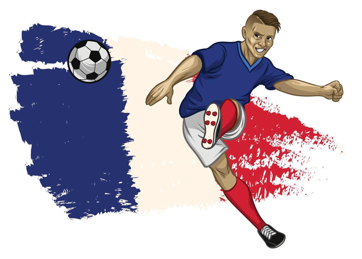 Francia calcio giocatore con bandiera sfondo vettore
