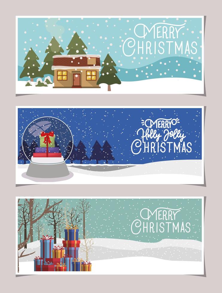 buon natale card set vettore