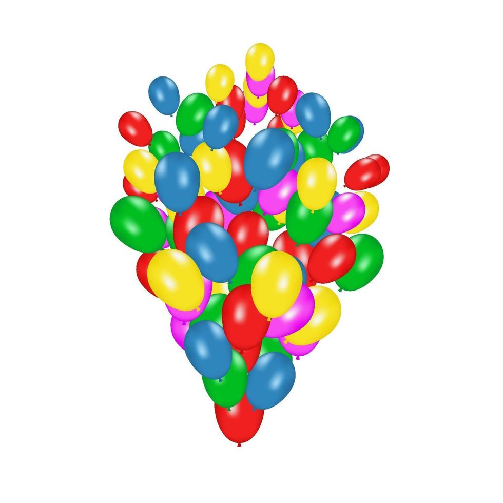 composizione di colore di palloncini realistici di vettore isolato. palloncini isolati. per biglietti di auguri di compleanno o altri disegni