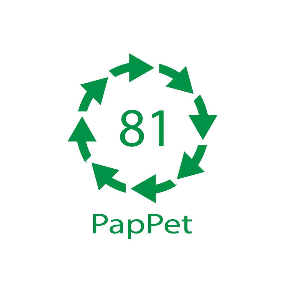 cartone di carta. codici di riciclaggio 81 pappet. segno di materiali compositi. illustrazione vettoriale