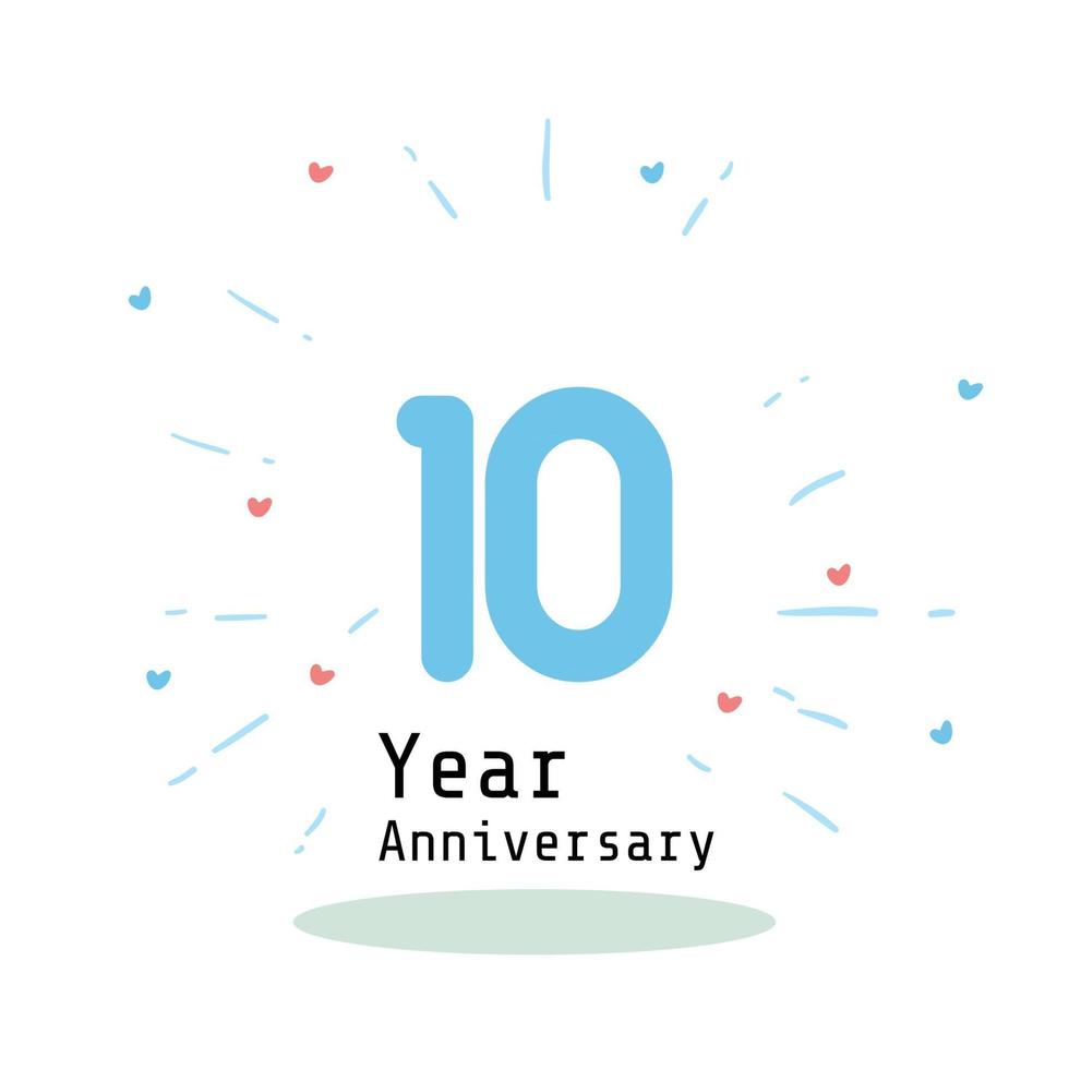 Illustrazione di progettazione del modello di vettore di colore blu di celebrazione di anniversario di 10 anni