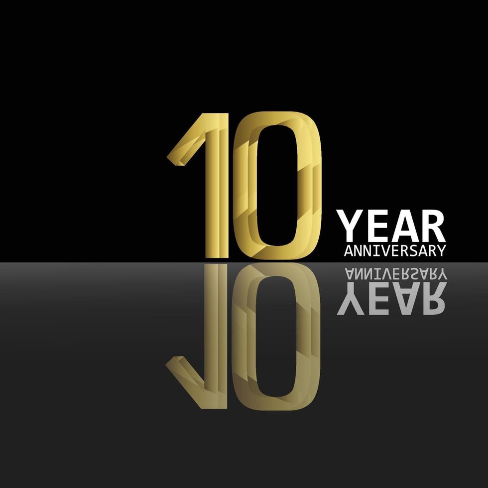 10 anni di anniversario celebrazione oro e colore nero modello vettoriale illustrazione design