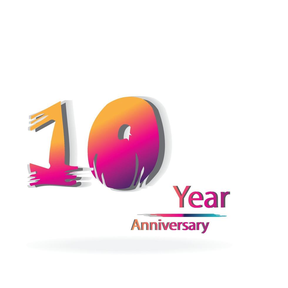Illustrazione di progettazione del modello di vettore di colore viola di celebrazione di anniversario di 10 anni
