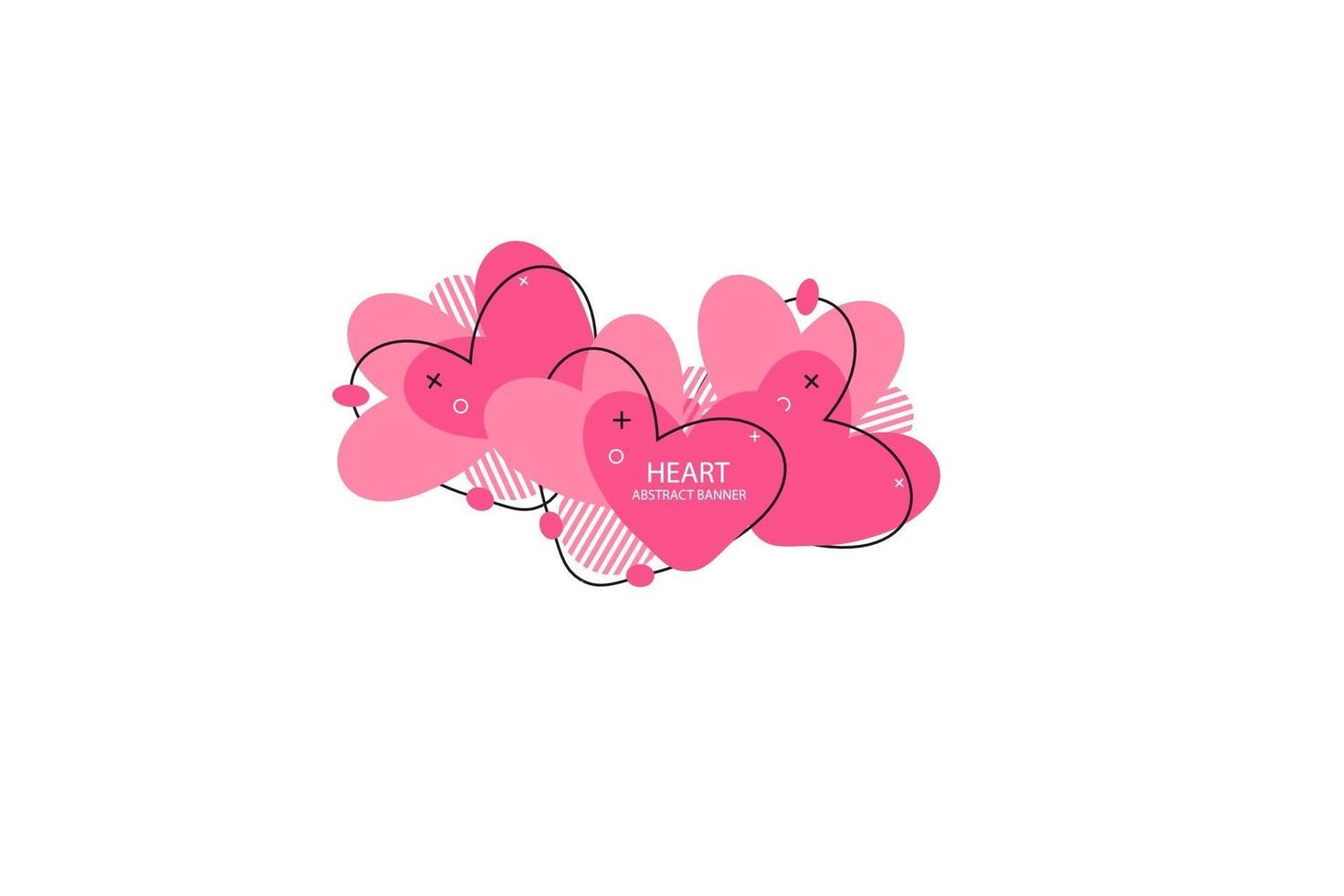 banner astratto di cuori. forme organiche o fluide con diversi colori tenui. utilizzabile per web, social media, stampa, banner, sfondo, modello di sfondo. celebrazione del giorno di San Valentino vettore