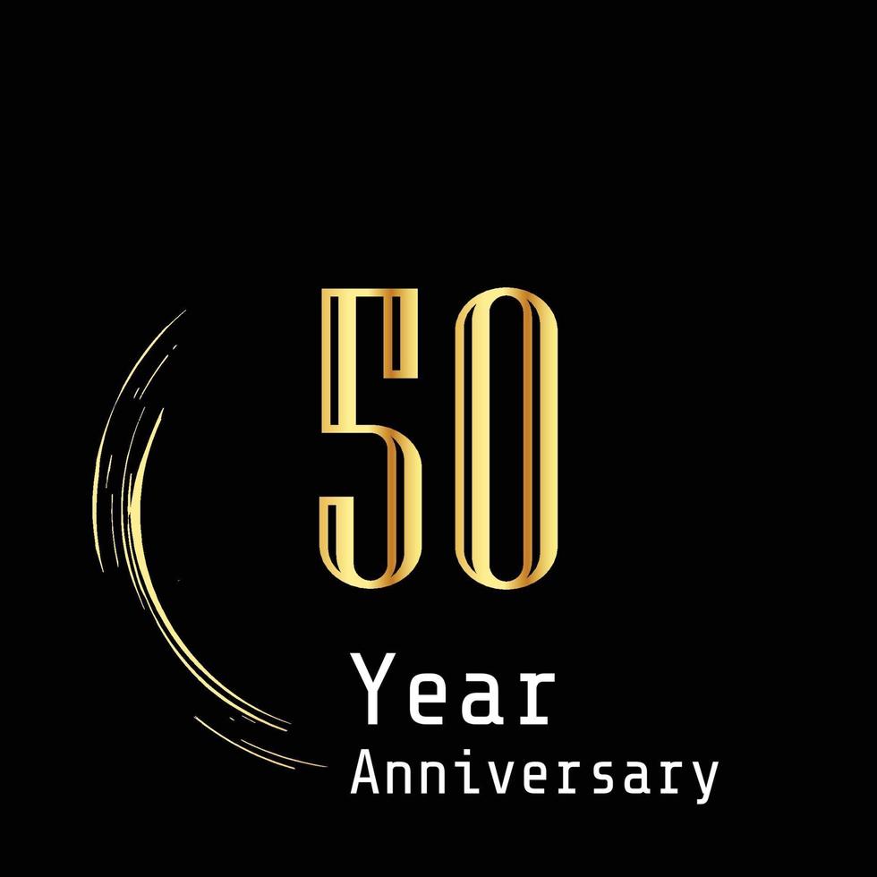 Illustrazione di progettazione del modello di vettore di colore di sfondo nero oro celebrazione anniversario 50 anni