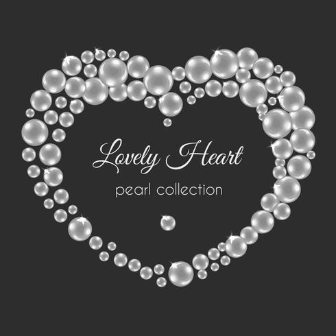 Cuore di perla Telaio Vector a forma di cuore. Design di perle bianche