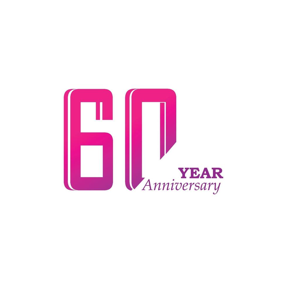Illustrazione di progettazione del modello di vettore di colore viola di celebrazione di anniversario di 60 anni
