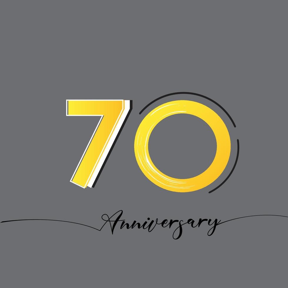 Illustrazione di progettazione del modello di vettore di colore giallo di celebrazione di anniversario di 70 anni
