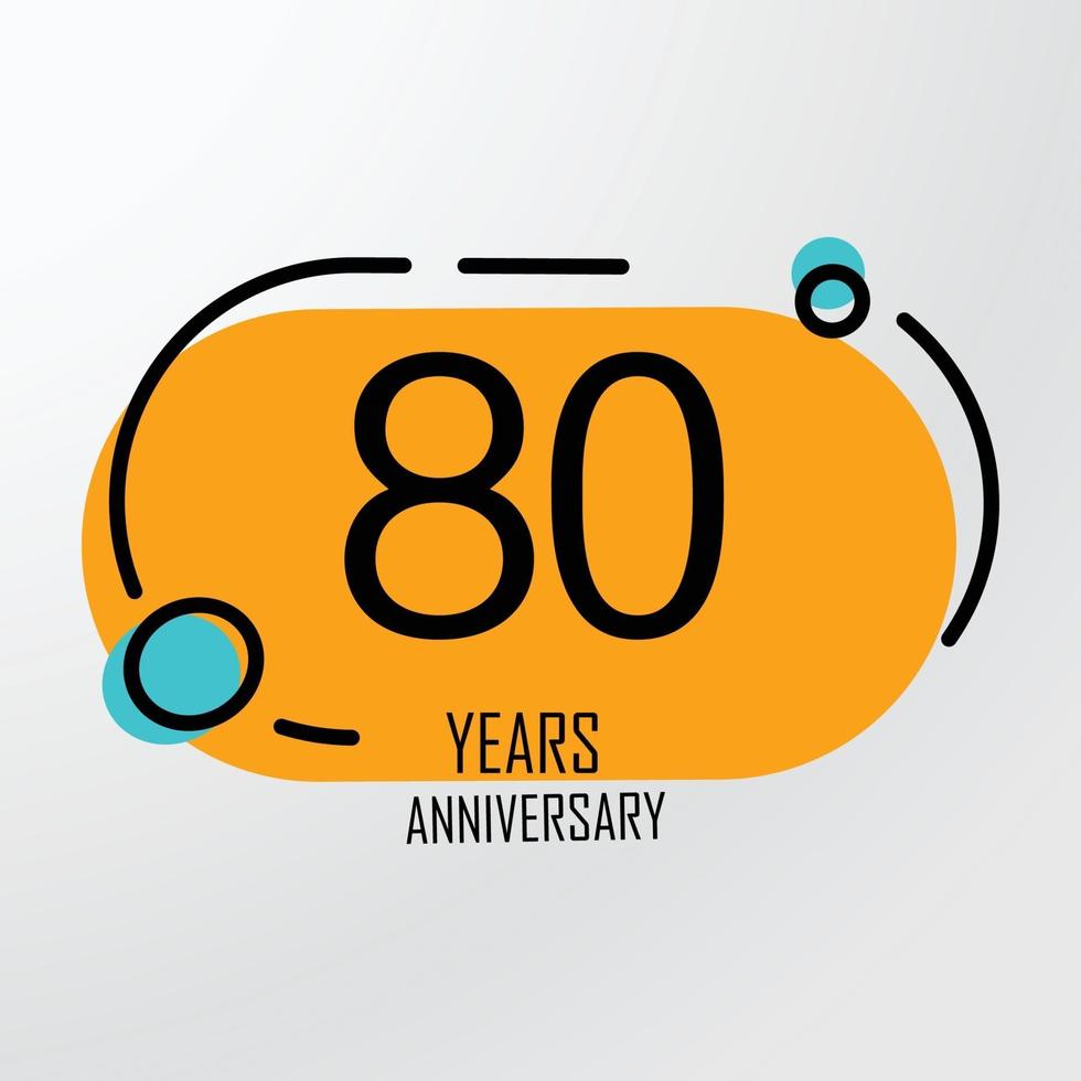 Illustrazione di progettazione del modello di vettore di colore arancione di celebrazione di anniversario di 80 anni