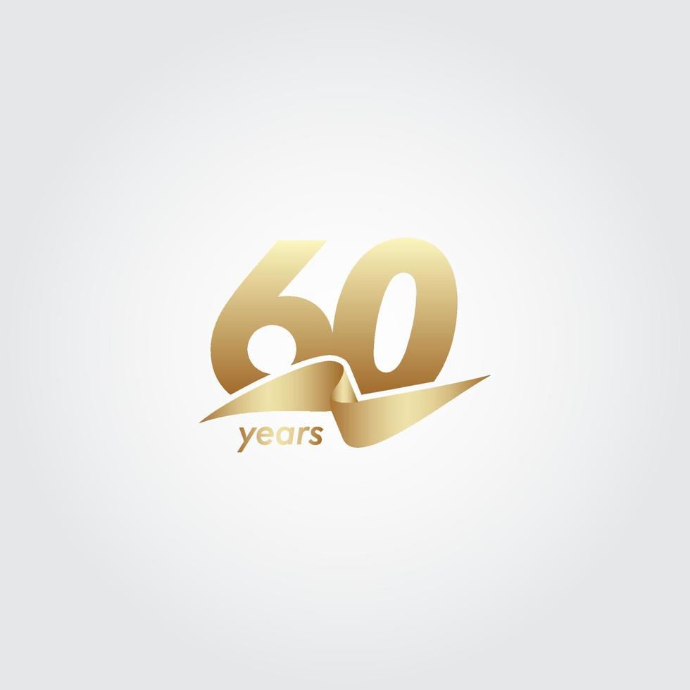 Illustrazione di progettazione del modello di vettore del nastro dell'oro di celebrazione di anniversario di 60 anni