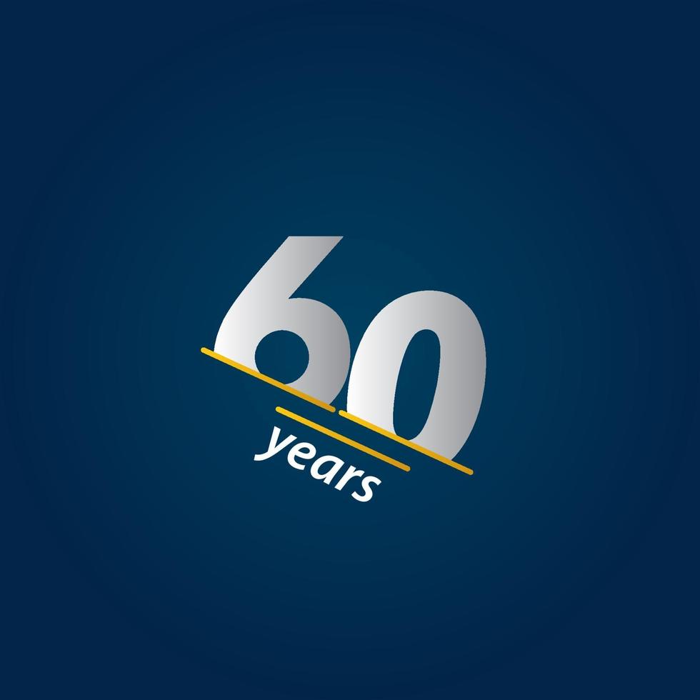 Illustrazione blu e bianca di progettazione del modello di vettore di celebrazione di anniversario di 60 anni