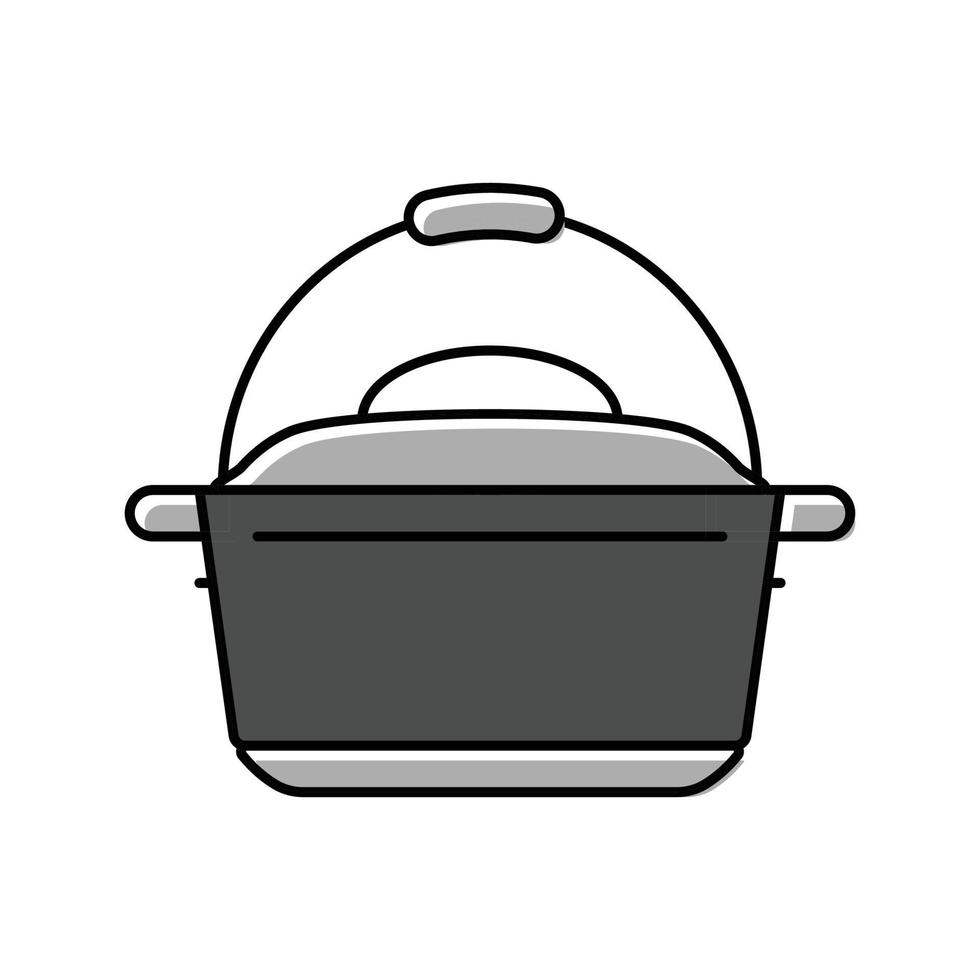 getto ferro olandese forno cucina pentolame colore icona vettore illustrazione