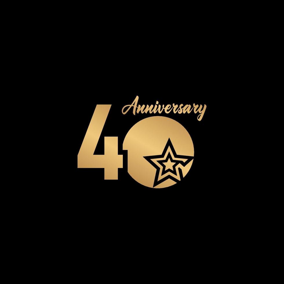 Illustrazione di progettazione del modello di vettore di logo dell'oro della stella di celebrazione di anniversario di 40 anni