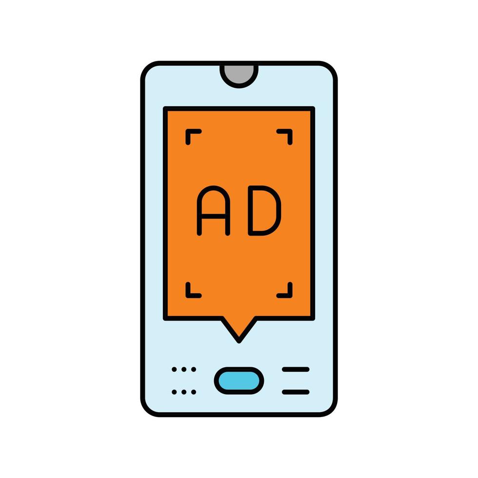 mobile pubblicità colore icona vettore illustrazione