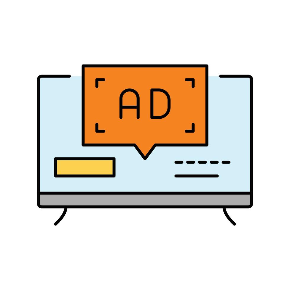 televisione pubblicità colore icona vettore illustrazione