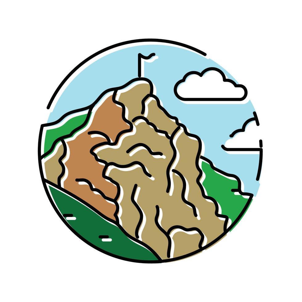 alto montagna paesaggio colore icona vettore illustrazione