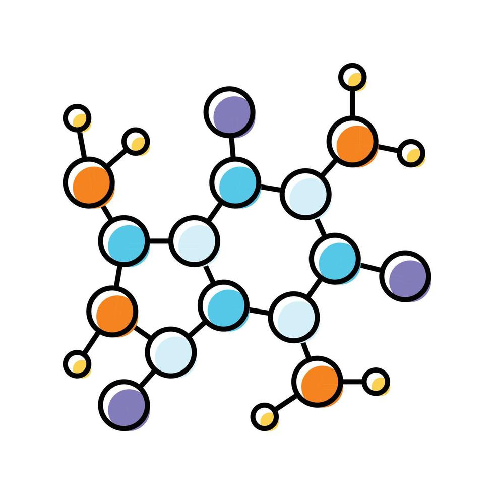 scienza molecolare struttura colore icona vettore illustrazione