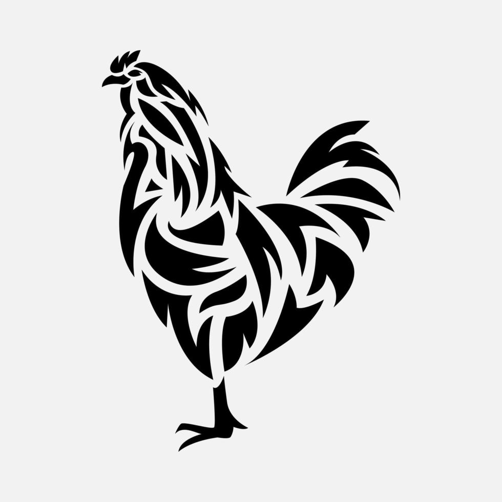 silhouette di un' gallo. tribale tatuaggio vettore. animale, decorazione, ornamento. adatto per Stampa, etichetta, maglietta disegno, e di più. vettore illustrazione.