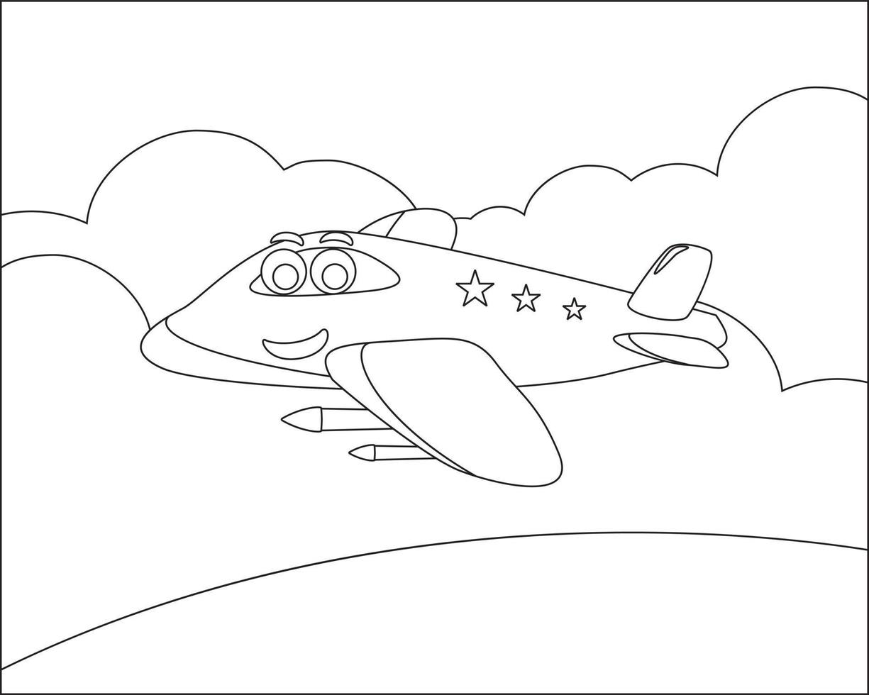 divertente carino aereo è volante nel il cielo. cartone animato isolato vettore illustrazione, creativo vettore infantile design per bambini attività colorazione libro o pagina.