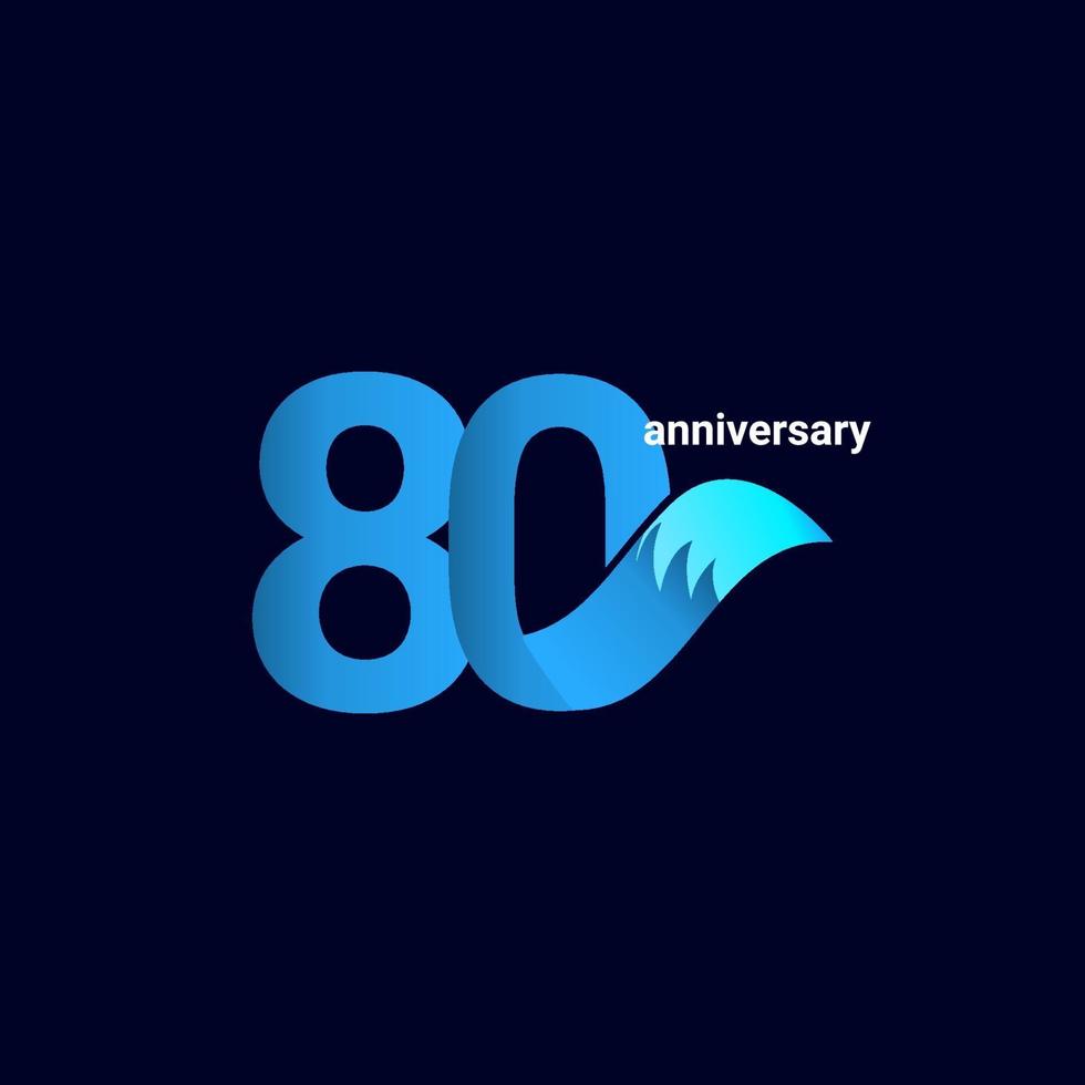 Illustrazione di progettazione del modello di vettore del modello della volpe blu di celebrazione di anniversario di 80 anni