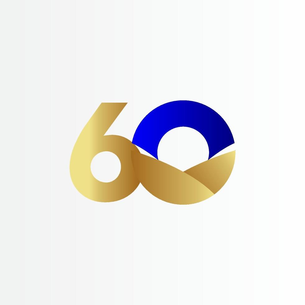 Illustrazione di progettazione del modello di vettore di celebrazione dell'oro blu di anniversario di 60 anni