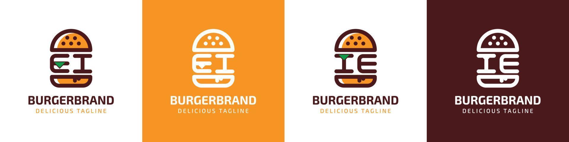lettera EI e cioè hamburger logo, adatto per qualunque attività commerciale relazionato per hamburger con EI o cioè iniziali. vettore