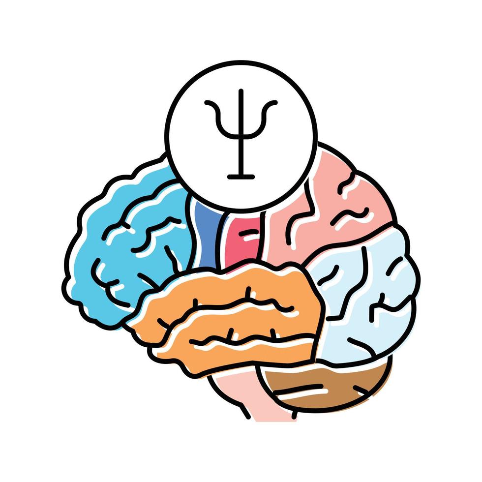 psicologia cervello colore icona vettore illustrazione