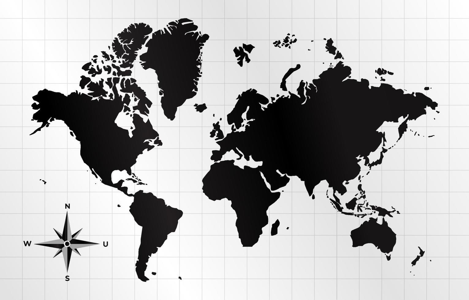 nero e bianca mondo carta geografica sfondo vettore