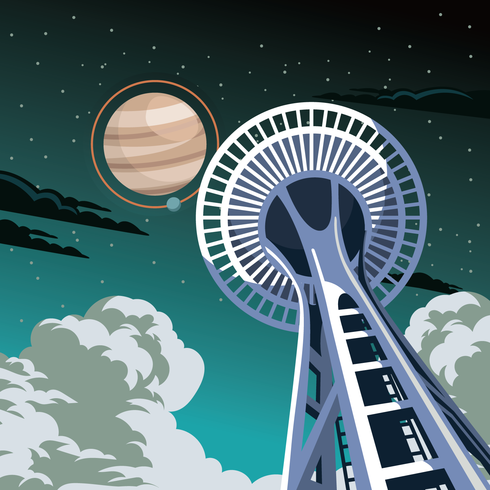 Illustrazione di Space Elevator vettore