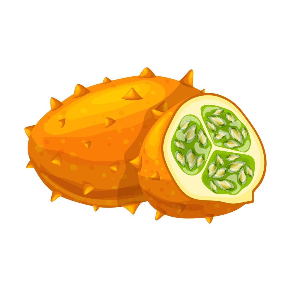 kiwano frutta cibo giallo cartone animato vettore illustrazione