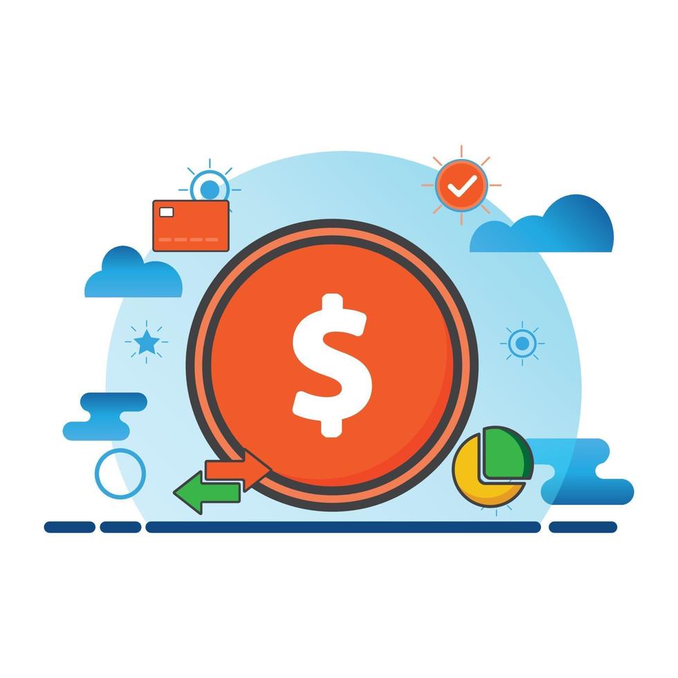 illustrazione dei soldi. icona di vettore piatto. può utilizzare per, elemento di design di icone, interfaccia utente, web, app mobile.