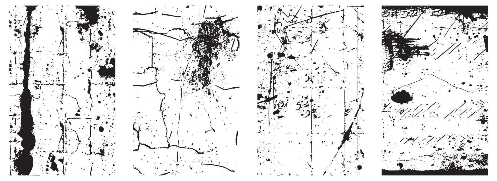 impostato di grunge angoscia vettore trame. nero e bianca sfondi con schizzare, graffiare e macchia effetti. eps 10.
