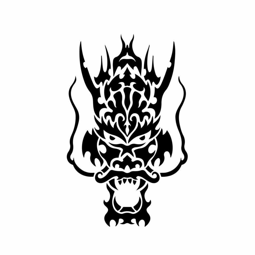 tribale Drago testa logo. tatuaggio design. stampino vettore illustrazione
